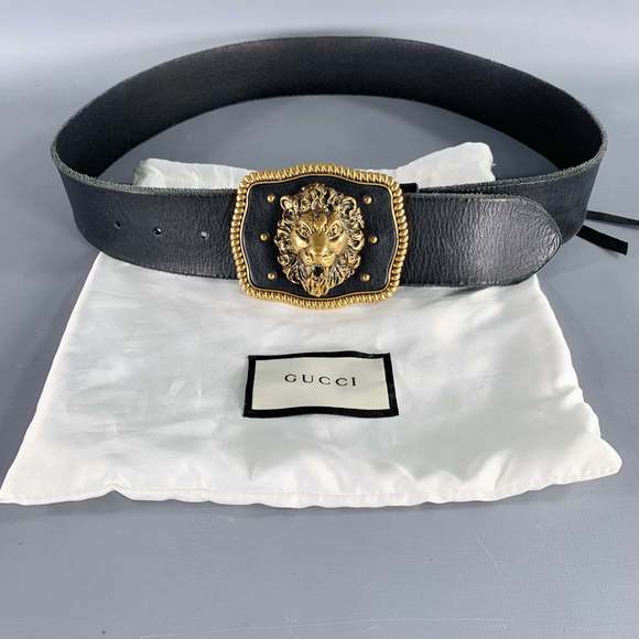 GUCCI Black Gold Leather Metal Belt - Picture 7 of 7